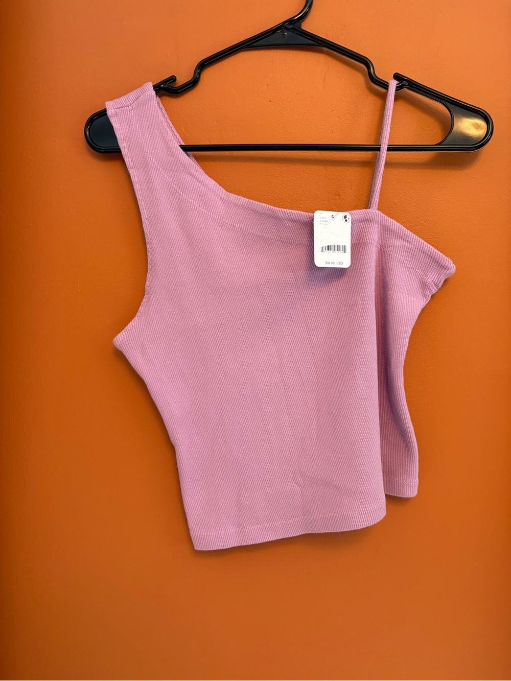 Free People Lavender One-Shoulder Ribbed Camisole